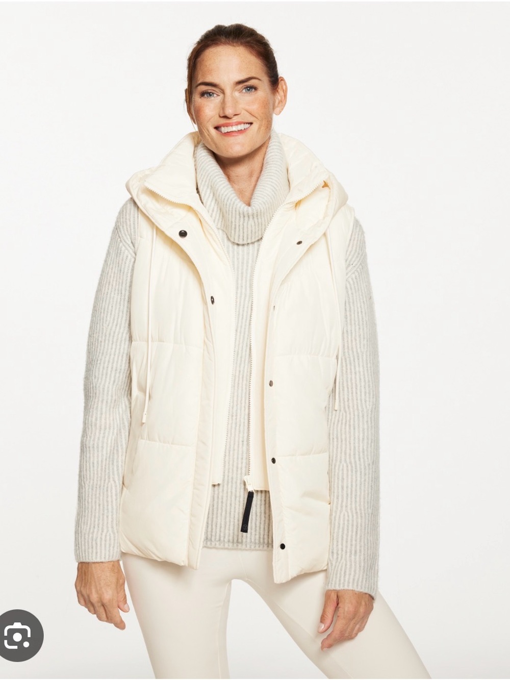 Talbots Cream Hooded Puffer Vest Size Petite M (fits like a large)
